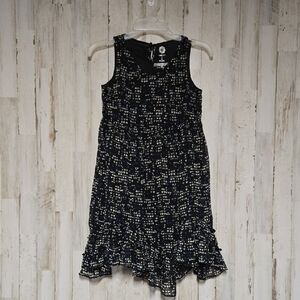 Total Girl Black and Blue Patterned Dress